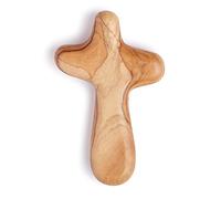 Sustainable Handcrafted 10cm Olive Wood Smooth Comfort Holding Cross