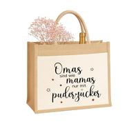 Sustainable Mum Mum Grandma Holiday Wine Bride JGA Jute Bag Gift Bag Jute Bag Shopping Bag Made of 100% Jute and Cotton, powdered sugar, XL