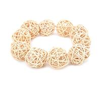 Sustainable Rattan Chew Toy for Parrots | Completely Safe Bird - Friendly Toy | 10 - Pack Sepak Takraw Chew Toys for Beak & Claw Care | Small Animal Chewing / Floor Play / Home (3CM primary color)