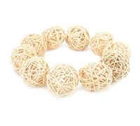 Sustainable Rattan Chew Toy for Parrots | Completely Safe Bird - Friendly Toy | 10 - Pack Sepak Takraw Chew Toys for Beak & Claw Care | Small Animal Chewing / Floor Play / Home (5CM primary color)