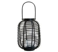Sustainable Rattan Lantern, Rounded Modern Candle Lantern, Versatile Tealight Lantern Premier Housewares Black One Size