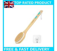 Metene Back Scrubber for Shower, Shower Brush for Exfoliating Skin and A Soft Scrub, Double-sided Body Brush Head for Wet or Dry Brushing, Long Wooden