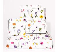 Sustainable Wrapping Paper Sheets (x6) - Designer Gift Wrap - Floral - For Women Girls Female Friends - White & Pink Flowers - Recyclable - For New Home Birthday Easter Dayspring - By Central 23