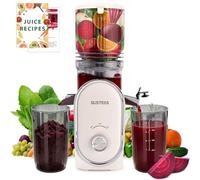 SUSTEAS Cold Press Juicer Machines, 133MM Large Feed Chute(1.5L Capacity) for Whole Fruits & Vegetables, Slow Masticating Automatic with 300W, High Juice Yield Extractor, Easy to Clean, White