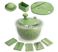 SUSTEAS Salad Spinner Large, Vegetables Wash Bowl, Fruits & Herb Lettuce Dryer with 5 Blade Slicer Egg Yolk Strainer Shredder for Efficient Salad Preparation and Food Washing, BPA Free, 4.25Qt