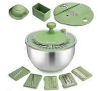 SUSTEAS Stainless Steel Salad Spinner, Lettuce Spinner with 5 Blade Slicer