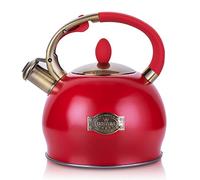SUSTEAS Stove Top Whistling Tea Kettle, 3L Stainless Steel Teakettle(RED)