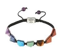 SUSTOREC Crystal Bracelets for Women,Natural Gemstone 7 Chakra Bracelets Pyramid Bead Adjustable Braided Life Tree Bracelets,Lucky Charm Stretch Bracelet for Women Men
