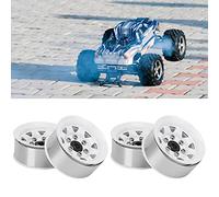 SustVita 1.55 Inch Beadlock Rims, a set of Aluminum Alloy Beadlock Rims including 4 Pcs RC Wheel Hubs that add weight for stability on 1/10 scale AX90069 RC Crawler Parts (White)