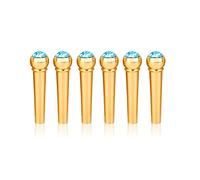 SustVita 6Pcs Guitar Bridge Pins, Brass Pegs with Crystal Glass Dot Decoration, Suitable for Acoustic Folk Music Instruments (Sky Blue)