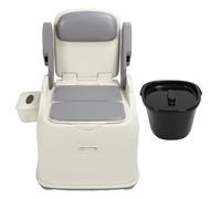 SustVita Bedside Toilet for Elderly with Triple Sealed Lid for Odor Control, Bedside Commode Chair with Widen Seat and Rotating Arms for Comfortable Use (Grey)