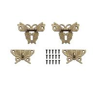 SustVita Cabinet Box Hasp with Screws, 2 Pack Zinc Alloy Antique Cabinet Hasp for Small Wood Case, Vintage Decorative Latch for DIY Gift and Wooden Jewelry Box