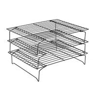SustVita Cake Biscuit Bread Cooling Rack for Home Use, 3 Tier Non Stick Cooling Rack with Folding Design and Stainless Steel Wire Rack for Batch Baking and Cooling