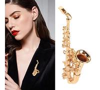SustVita Compact Saxophone Shape Brooch, Musical Instrument Miniature Pin Stylish Accessory for Special Occasions