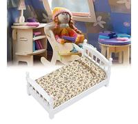 SustVita Dollhouse Bed with Mattress and pillow, a 1:12 scale Wooden Miniature Furniture piece for a complete Dollhouse Bedroom Set, a classic Miniature Dollhouse Toy