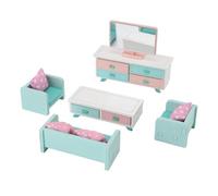 SustVita Dollhouse Living Room Furniture Set with Intricate Details for Role Playing Activities, an Educational Toy for Children Made from Solid Beech Wood