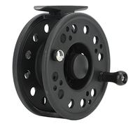 SustVita Durable Fly Reel 7/8 with Clear Audible Clicker for Lake and River Angling, providing Precise Line Control in a Black Plastic Fly Fishing Wheel Design