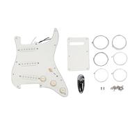 SustVita Electric Guitar Pickguard with Prewired HSS Alnico 3 Pickups Single Coil/Double Coil Assembly 3-Ply Vintage White Construction for ST Style Guitars (Black Ship Plug)