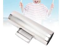 SustVita Guiro Instrument with Scraper for Latin Percussion and Concerts, Features Comfortable Handle for Loud Bright Sounds, 32x10cm Stainless Steel Body