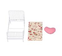SustVita Metal Frame Doll Bed, 1:12 Scale Mini Bed Set with Lifelike Pillow for Dollhouse Bedroom Decor (Patrón floral)
