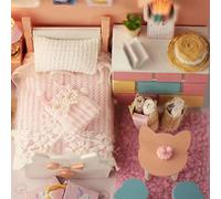 SustVita Miniature Doll House with Complete Furniture Set and LED for Teens and Adults 14+, An Engaging Dollhouse Assembly Model for Creative Crafters