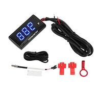 SustVita Motorcycle Digital Thermometer with Clear LCD Readout, a complete Motorcycle Coolant Temperature Gauge kit with sensor for universal DC 12V system application (Blue)