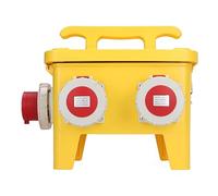 SustVita Portable Socket Box with 4 CEE Outlets, 16A 220-415V, Construction Site Distribution Box with Individual Breakers and PC Flame Retardant Shell