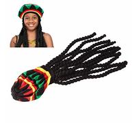 SustVita Rasta Hat Dreadlocks Wig Hat Breathable Knit Beret Dreadlocks for Halloween Party Wig Cosplay Fun and Costume Events