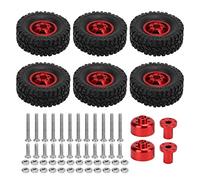 SustVita RC Wheels and Tires with Rubber RC Car Tires and Aluminum Alloy RC Wheels for B16 B36 4WD RC Car Model Parts improve vehicle handling on rough terrain (Red)
