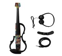 SustVita Silent Electric Violin with Carbon Fiber Body for Sensitive Sound Capture, Headless Design with Headphone Jack/Amp Output for Practice and Stage Playing (Multi Colored)