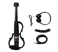 SustVita Silent Electric Violin with Carbon Fiber Body for Sensitive Sound Capture, Headless Design with Headphone Jack/Amp Output for Practice and Stage Playing (Snowflake)