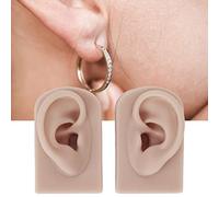 SustVita Silicone Ear Model Piercing Practice by Soft Silicone - Boxwizard, 1 Pair Flexible Stretchy Reusable Simulated Human Skin for Doctor Salon (Dark Skin Tone)
