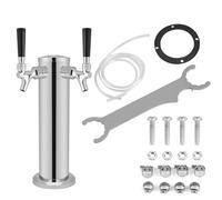 SustVita Stainless Steel Beer Dispenser, Dual Taps Draft Beer Tower, 33 Cm Beverage Dispenser with Chrome Faucet for Home Bar Use