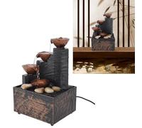 SustVita Wealth Attracting Feng Shui Decor, USB Tabletop Water Fountain with LED Light, Mini Waterfall for Stress Relief, Stylish Indoor Waterfall for Living Room