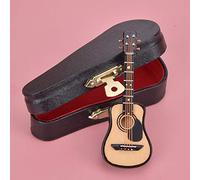 SustVita Wooden Guitar Model with Stand, Miniature Musical Instrument Home Decor Display Craft for Desk Ornaments