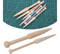 SustVita Wool Weaving Stick for Tapestry, 2pcs DIY Weaving Tool Wood Hand Knitting Stick, Solid Wool Short Rod, Nice for Crafting