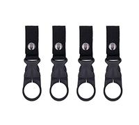 SUSU BLOCK 4PCS Bottle Clip Hanging Portable Water Bottle Ring Holder Keychain Mineral Water Bottle Clip For Backpack Belt Nylon Webbing Strap For Outdoor Tactical Camping Hiking (Black)