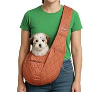 SUSU Small Dog Carrier & Dog Slings for Small Dogs up to 9lbs | Ultra-Soft Parachute-Grade Fabric, Adjustable Strap and Closure | Hands Free Puppy Carrier | Dog Carrying Sling with Two Zipper Pockets