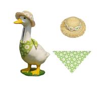susuling Spring Goose Outfit for 23" Statues - Floral Bandana & Daisy Hat Set (Green)