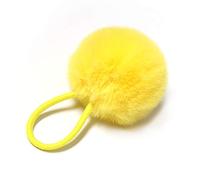 SUSULU 2in Plush Pom Pom Elastic Hair Ties for Girls Cute Faux Fur Pompom Ball Hair Band Scrunchies Ponytail Holder Hair Accessories Pack of 4 pcs (Yellow)