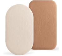 Susurration Moses Basket Sheets, 2 Pack Muslin Cotton Bassinet Sheets Fits Oval and Rectangle Crib Bassinet Mattress, Breathable and Skin-Friendly for Baby Boy and Girl, 90x50 cm (Cream & Brown)