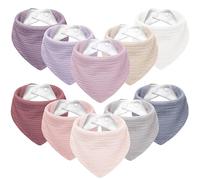 Susurration Muslin Baby Bibs 10Pack Soft Triangular Adjustable Baby Dribble Bandana Bibs with Adjustable Snaps for Unisex Baby Girls & Boys
