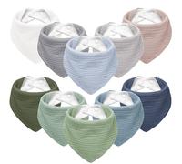 Susurration Muslin Baby Bibs 10Pack Soft Triangular Adjustable Baby Dribble Bandana Bibs with Adjustable Snaps for Unisex Baby Girls & Boys