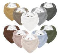 Susurration Muslin Baby Bibs 10Pack Soft Triangular Adjustable Baby Dribble Bandana Bibs with Adjustable Snaps for Unisex Baby Girls & Boys