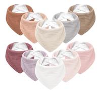 Susurration Muslin Baby Bibs 10Pack Soft Triangular Adjustable Baby Dribble Bandana Bibs with Adjustable Snaps for Unisex Baby Girls & Boys