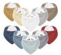 Susurration Muslin Baby Bibs 10Pack Soft Triangular Adjustable Baby Dribble Bandana Bibs with Adjustable Snaps for Unisex Baby Girls & Boys