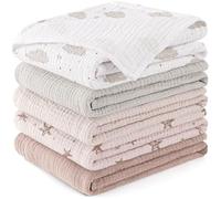 Susurration Muslin Cloths for Baby, 100% Cotton Baby Muslin Squares Cloths for Newborn Boy and Girl, Soft, Breathable and Extremely Absorbent Baby Muslin Burp Cloths, 60 x 60 cm, 5 Pack