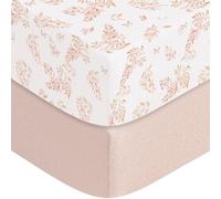 Susurration Next to Me Crib Sheets 120x60cm, 2 Pack Baby Cot Sheets, Breathable and Smooth Microfiber Bedside Crib Fitted Sheets for Baby Girls and Boys (Orange Pink)