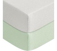 Susurration Next to Me Crib Sheets 140x70cm, 2 Pack Baby Cot Sheets, Breathable and Smooth Microfiber Bedside Crib Fitted Sheets for Baby Girls and Boys (Grey Green)