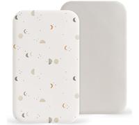 Susurration Next to Me Crib Sheets 90x50cm, 2 Pack Baby Cot Sheets, Breathable and Smooth Microfiber Bedside Crib Fitted Sheets for Baby Girls and Boys (Green & Moon)